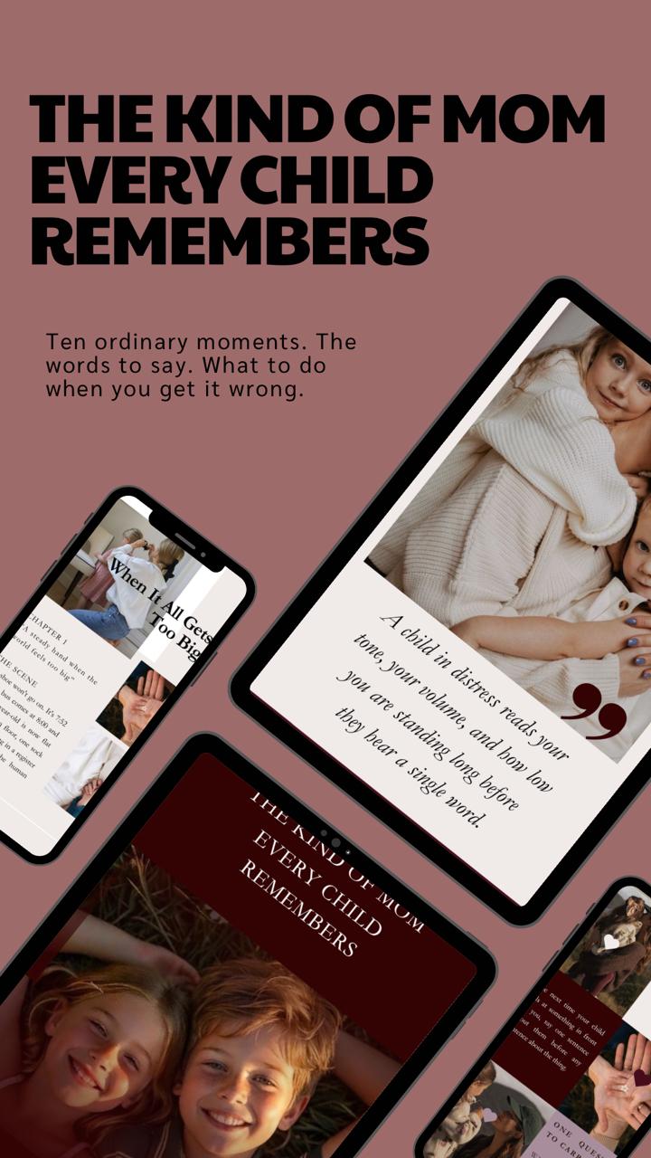 The Kind of Mom guide shown on a phone and tablets